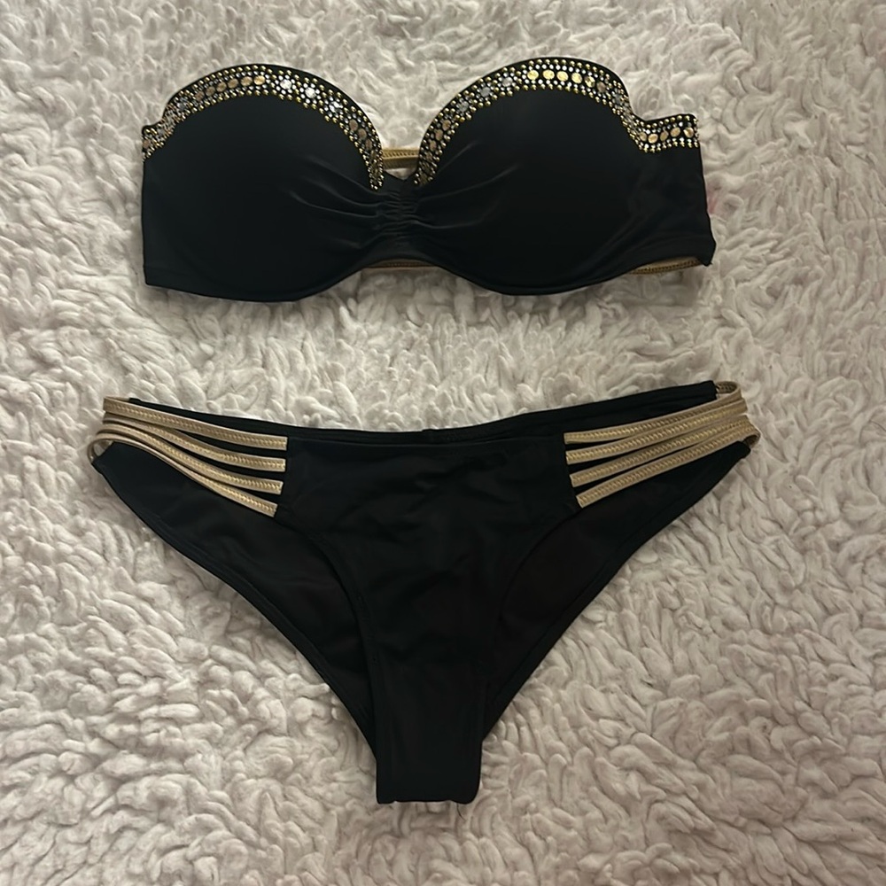 Victoria Secret Women’s Black & Sequins Sexy Bikini